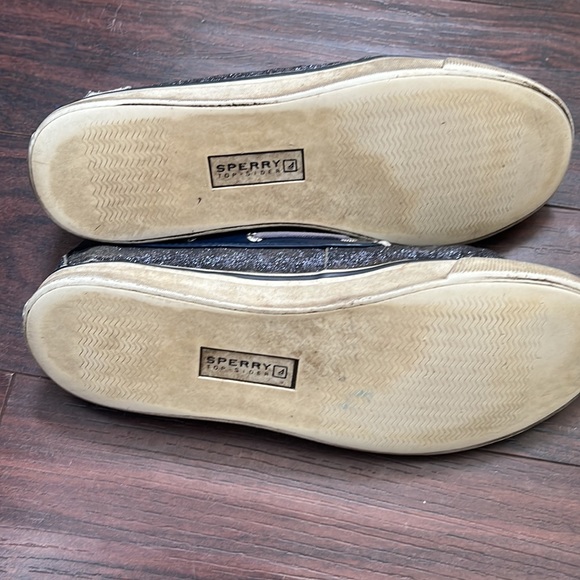 Womens Size 9 Sperry Top Sider Boat Shoe Navy Blue w Glitter - Picture 3 of 5